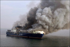 Incendio barco